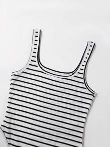 INAWLY 女士簡約條紋印花無袖連體背心