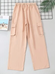 Teen Boy Casual Star & Slogan Printed Cargo Pants - Khaki - View 2