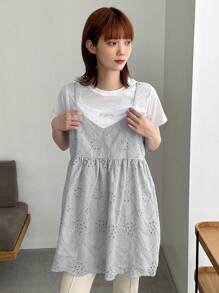 FRIFUL 女式纯色简约休闲破洞吊带背心，荷叶边 - 淺灰色 - 查看 3