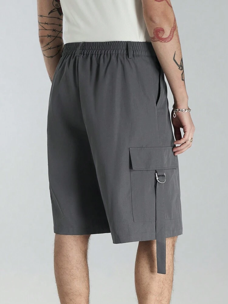 Men's Solid Color Workwear Pocket Loose Woven Casual Shorts