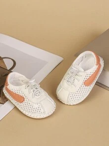 嬰兒運動鞋，嬰兒網眼運動鞋，軟底初步行走鞋，透氣 - 白色 - 查看 3