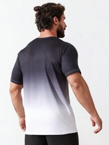 Gym Rark Boyfriend Style Men Gradient Color Round Neck Short Sleeve Sport T-Shirt - Black - View 2