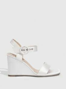 CUCCOO CHICEST Women's Fashion Diamond Buckle Wedge Sandals, Comfortable High-Heeled White Fisherman Shoes For Summer Vacation Shoes Summer