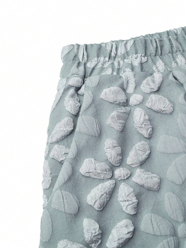 Plus Size Women's Textured Random Cut A-Line Shorts With Tie Belt