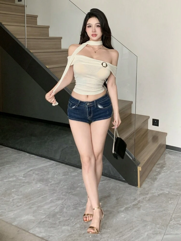 Women's Off Shoulder Strap Casual Summer Top,Crop Tops Women Going Out Tops