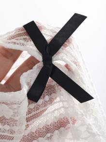 DAZY Blusa sencilla y lisa con decoración de lazo, manga larga para mujer, ideal para uso diario en verano