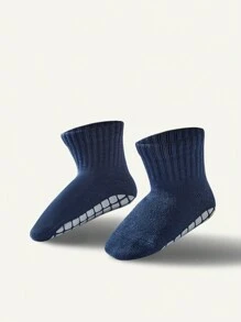 Cozy Pixies 3 pares de calcetines de bebé neutros en azul, blanco y gris con puntos antideslizantes, estilo básico para uso diario - Multicolor - Ver 5