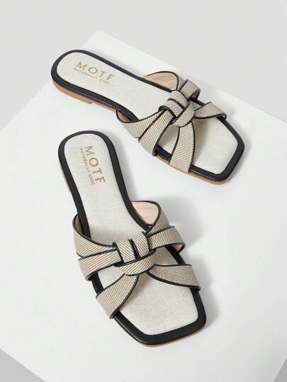 MOTF PREMIUM 方头简约舒适女士平底凉鞋，适合圣诞节、秋季、新年假期、情人节