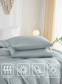 灰蓝色羽绒被套波西米亚风经典床上用品套装 3 件纯色超柔软透气超细纤维羽绒被套 1 个带拉链的羽绒被套 2 个枕套无被子礼物适合男女 - 霧霾藍 - 查看 6