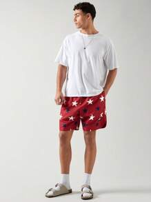 Manfinity VCAY Zomer geweven casual short voor heren met trekkoord en sterrenprint