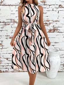 SHEIN Clasi Artistic Cherry Blossoms Print Summer Mid-Length Dress,Summer Dresses For Women - Multicolor - View 5