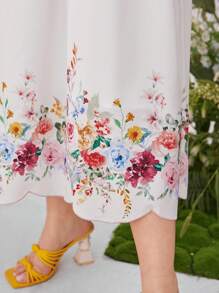 Seusyu Ropa árabe simple diaria para mujeres de talla grande con impresión aleatoria - Blanco - Ver 5