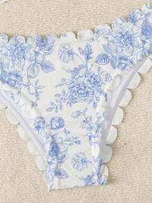 Swim Mod Women's Floral Print Bandeau Sexy Bikini Set For Beach Vacation Summer - Multicolor - View 3