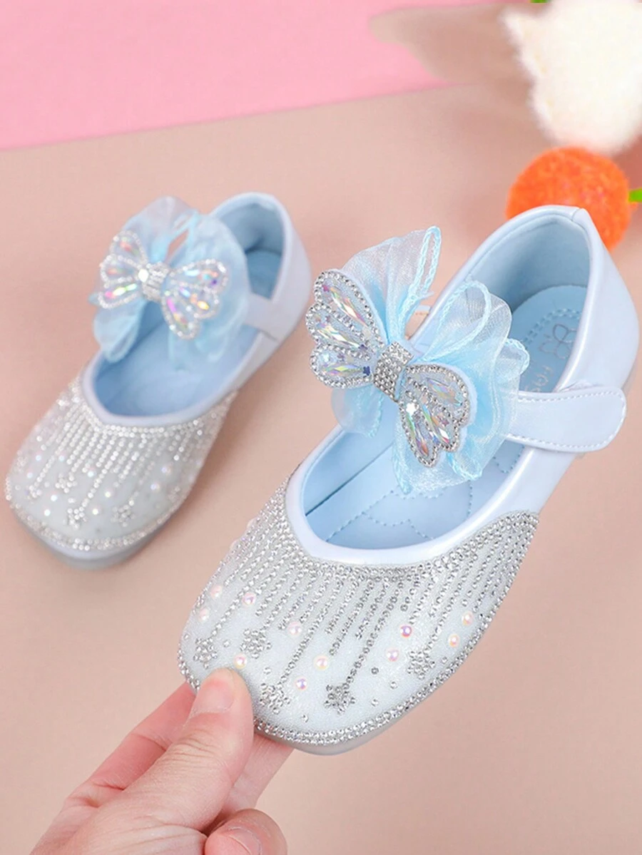 Children's Flat Shoes, Girls' Blue Princess Shoes, Summer Rhinestone Sequin Baby Shoes, Suitable For Spring And Autumn - Blue - View 1