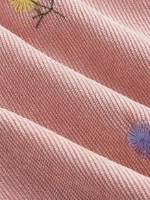 SHEIN MOD 女士粉色灯芯绒刺绣休闲夏装 - 藕粉色 - 查看 4