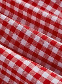 SHEIN MOD 紅色白色格紋無背蝴蝶結野餐夏日假期百褶裙