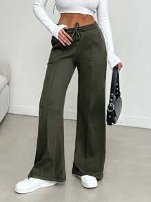 Cottnline Trousers Made Of Knitted Fabric With Ribbed Seams On The Front - Mint Green - View 5