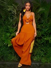 SHEIN SXY Robe cami élégante à ourlet extra large, pour les grandes tailles, idéale pour les vacances et les loisirs