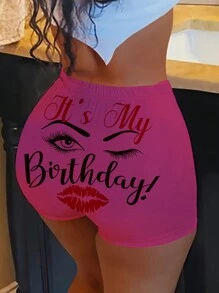 Quần short nữ mùa hè, quần short in hình mắt thời trang, kiểu dáng thường ngày. - Màu Hồng Tươi - Xem 8