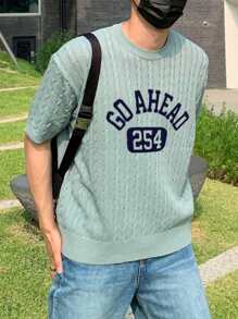 DAZY Men's Summer Knitted Sweater With Letter Design - Mint Green - View 5