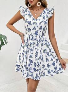 SHEIN Frenchy Nữ cổ chữ V phối ren hở lưng buộc dây có mũ tay áo mùa hè để mặc thường ngày và đi nghỉ - trắng - Xem 2