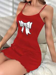 Vestido camisero de pijama con estampado de verano y lazo