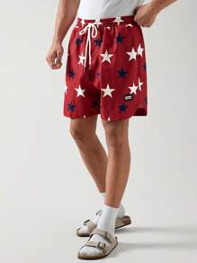 Manfinity VCAY Zomer geweven casual short voor heren met trekkoord en sterrenprint