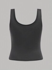 SHEIN Girlism 少女編織純色U領短款休閒緊身背心三件套 - 彩色 - 查看 4
