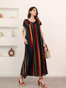 Mulvari 條紋圖案長款連衣裙 - 彩色 - 查看 5