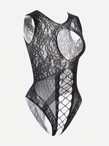 4pcs Women Sexy Sheer Bodystocking - Black - View 4