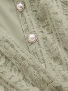 DAZY Váy dài tay ôm eo ren màu trơn thanh lịch, váy dạ hội mùa xuân, váy mùa thu - Màu xanh Bạc hà - Xem 6