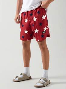Manfinity VCAY Zomer geweven casual short voor heren met trekkoord en sterrenprint