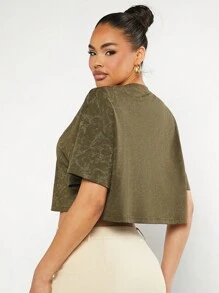 Denimoi 女士動物及字母印花短款t恤 - 綠色 - 查看 2