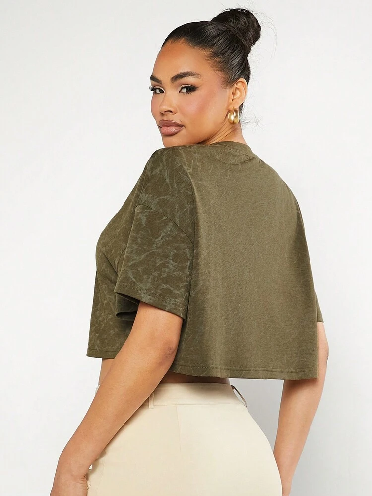 Women's Animal & Letter Print Cropped T-Shirt
