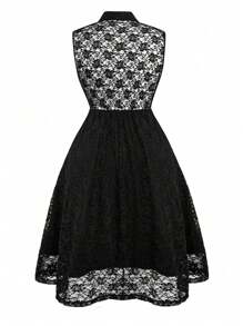 SHEIN Clasi Váy không tay ren màu đen thời trang dành cho nữ cỡ lớn - Màu be - Xem 2