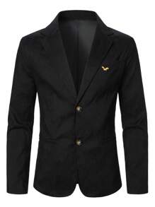 Calvornis Chaqueta de blazer casual tejida de manga larga con botones frontales y un solo color