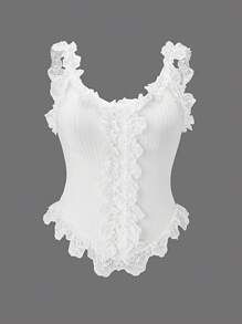 Hourglow Emily_louise_swain Plus Size Women's Fashion Lace Camisole Top, For Hourglass Body Shape, For Summer - White - View 7