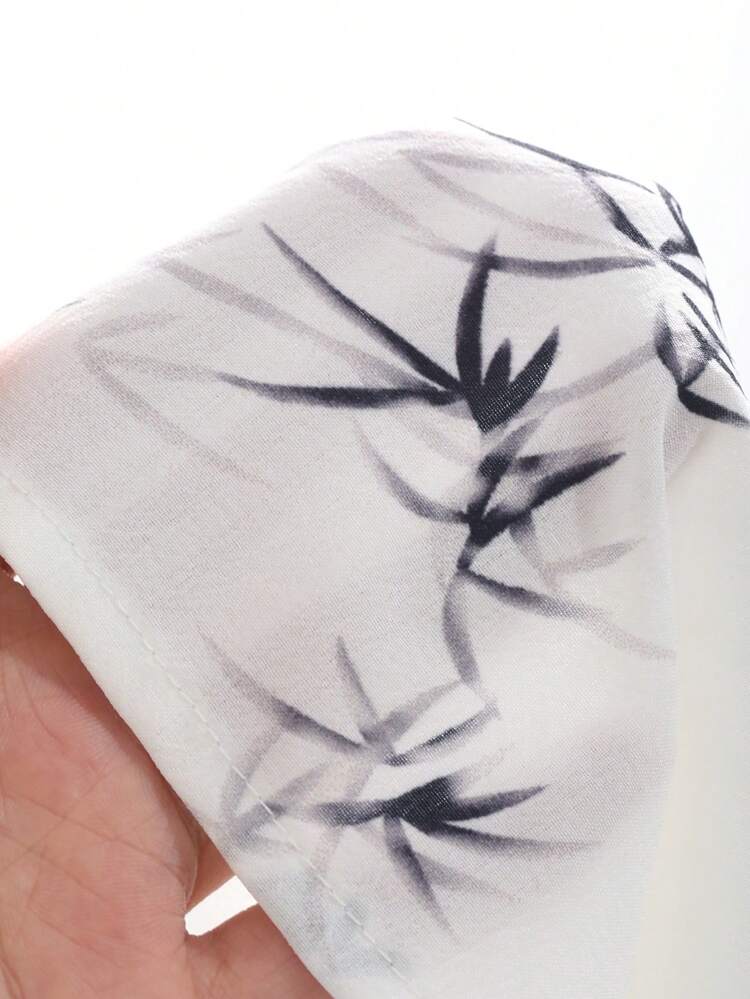 Floral Printed Loose Fit Drawstring Collar Women's Shirt With Long Sleeves,Ruffle