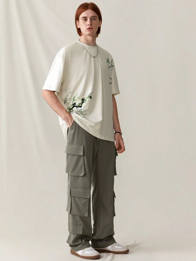 Solid Color Woven Casual Pants With Pockets Cargo In My Era Olive Green Going Out Boyfriend Gift