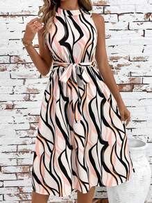 SHEIN Clasi Artistic Cherry Blossoms Print Summer Mid-Length Dress,Summer Dresses For Women - Multicolor - View 1