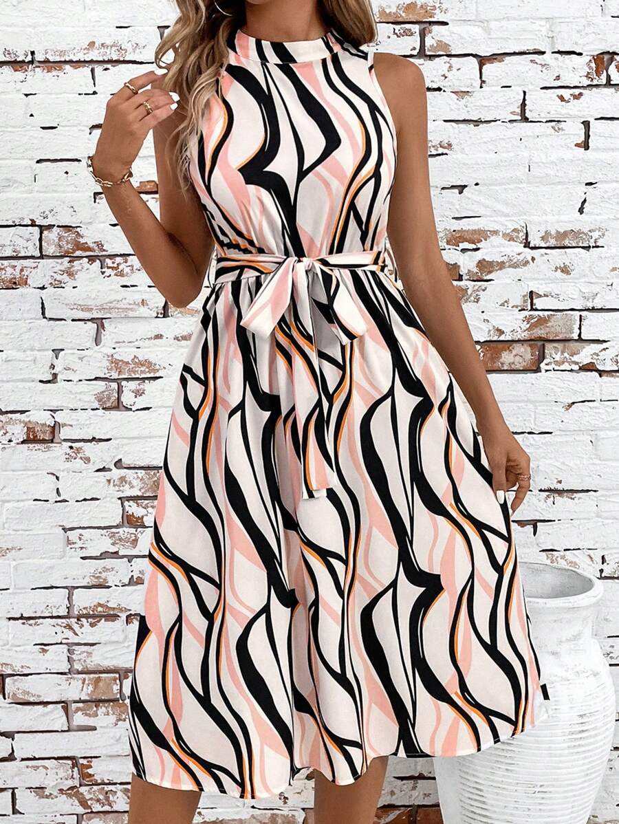 SHEIN Clasi Artistic Cherry Blossoms Print Summer Mid-Length Dress,Summer Dresses For Women - Multicolor - View 1