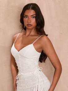 SHEIN BAE Lace Multi-Strap Detail With Bra Design Women's Sexy Camisole Tank Top - White - View 5