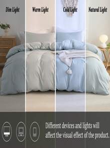 灰蓝色羽绒被套波西米亚风经典床上用品套装 3 件纯色超柔软透气超细纤维羽绒被套 1 个带拉链的羽绒被套 2 个枕套无被子礼物适合男女 - 霧霾藍 - 查看 7