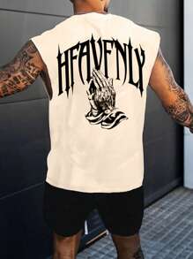 Manfinity ZONE917 男士字母和手印紋休閒夏季背心/無袖上衣