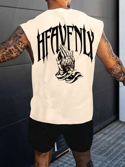 Manfinity ZONE917 Men's Letter & Hand Print Casual Summer Tank Top/Tank Top