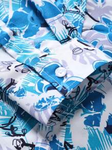 Manfinity LEGND 男士春夏花卉印花休闲长袖衬衫，适合假期穿着，浅蓝色花卉衬衫，秋季 - 彩色 - 查看 6