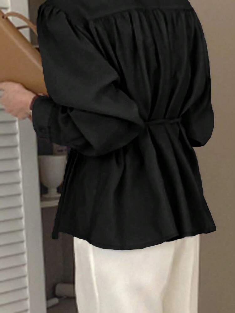 Women Fashion Solid Color Long Sleeve Shirt