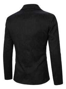 Calvornis Chaqueta de blazer casual tejida de manga larga con botones frontales y un solo color