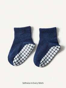 Cozy Pixies 3 pares de calcetines de bebé neutros en azul, blanco y gris con puntos antideslizantes, estilo básico para uso diario - Multicolor - Ver 2