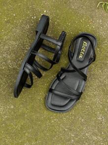 Women's Roman Style Flat Sandals, Run Small By One Size, New Summer Design,Beach Outfits - Black - View 8
